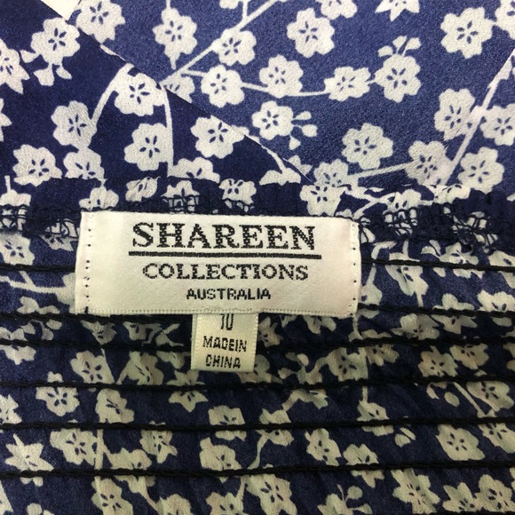 Beautiful navy blue and white cherry blossom a-line dress - Picture 10 of 11